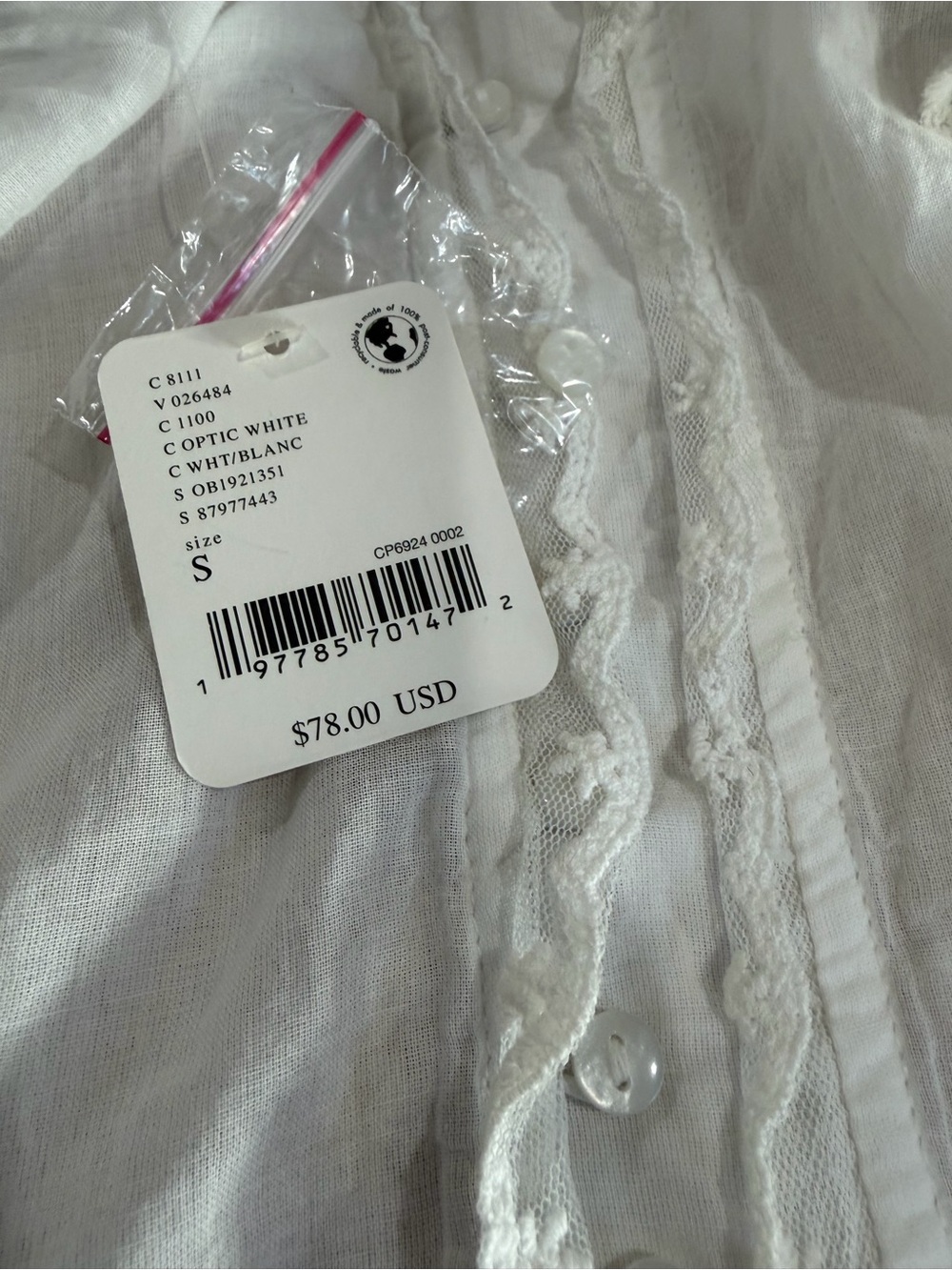 NWT Free People Luna Cropped Blouse - Women's Shirts & Blouses Size S - Picture 6 of 6